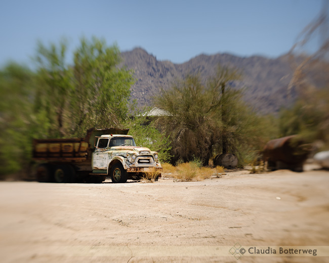 Old dump truck in Desert Center, CA